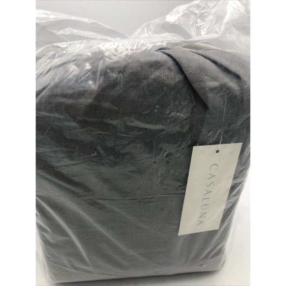 Casaluna Queen 100% Washed Hemp Solid Sheet Set Metal Gray - Picture 2 of 6